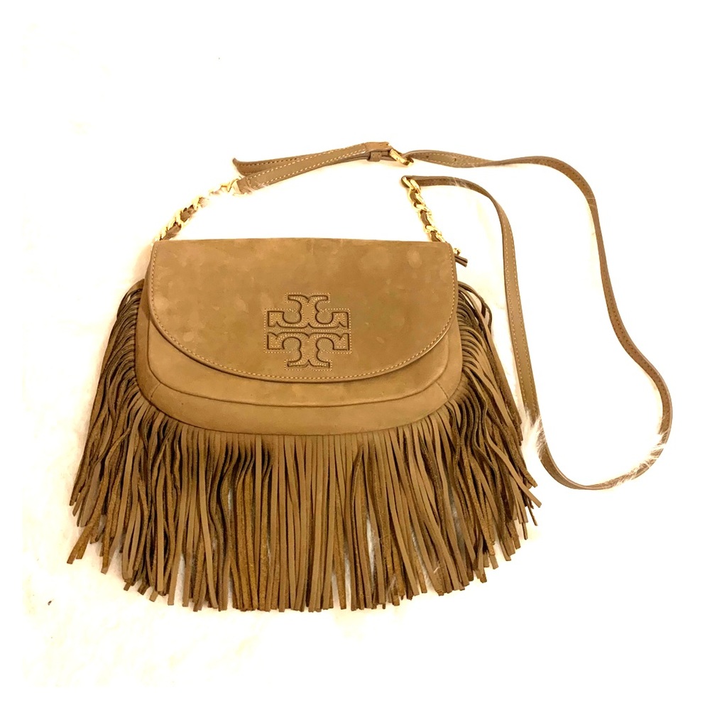 Tory Burch fringe Suede crossbody purse